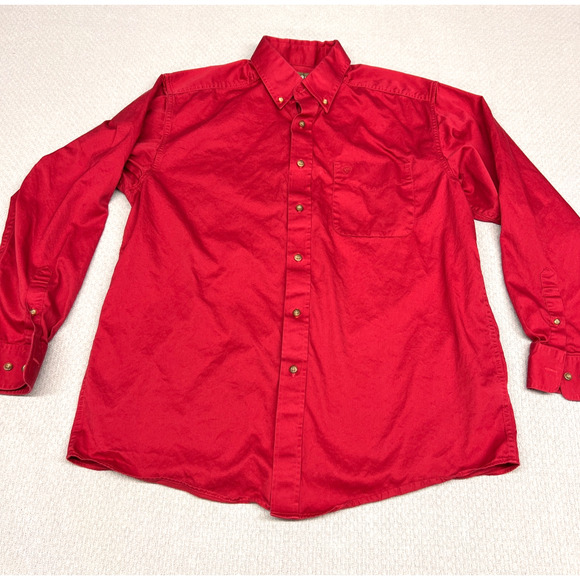 Ariat Shirt Mens Large Red Cotton Button Down Western Classic Workwear Casual - Picture 1 of 8